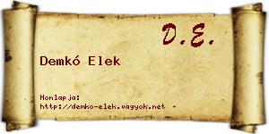 Demkó Elek névjegykártya